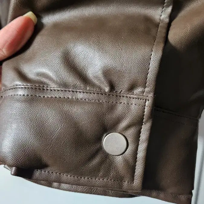 [BUNJANG] Leather Duck Down Padded Jacket / 브라운 레더 덕다운 패딩 점퍼 새상품