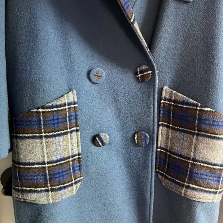 [BUNJANG] Designer Brand Blue Check Point Double Coat / 디자이너브랜드 블루 체크 포인트 더블 코트/55-77추천