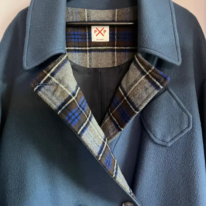 [BUNJANG] Designer Brand Blue Check Point Double Coat / 디자이너브랜드 블루 체크 포인트 더블 코트/55-77추천