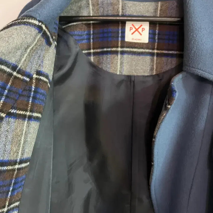 [BUNJANG] Designer Brand Blue Check Point Double Coat / 디자이너브랜드 블루 체크 포인트 더블 코트/55-77추천