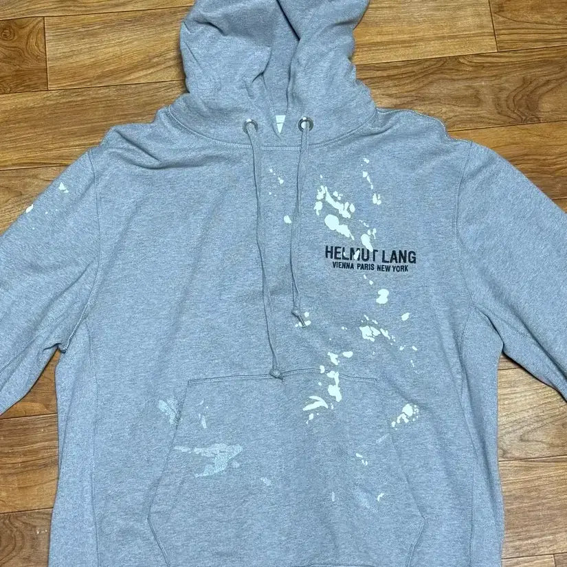 [BUNJANG] Helmut Lang Paint Splatter Hoodie Gray / (미사용정품) 헬무트 랭 페인트 스플래터 후드티 그레이