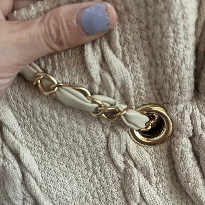 [BUNJANG] Knit Shirring Shoulder Bag with Chain / 니트 셔링 숄더백 체인백