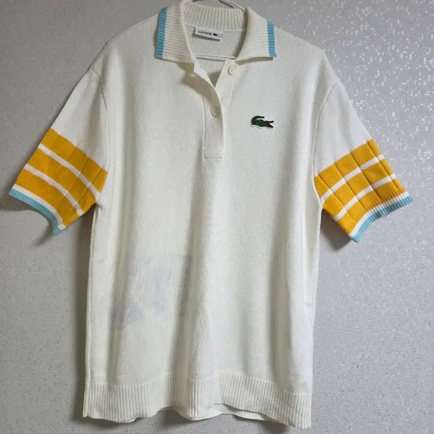 [BUNJANG] Lacoste White Knit Polo Shirt / 라코스테 화이트 반팔 니트 폴로티