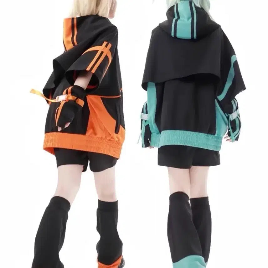 [BUNJANG] Cyberpunk Cosplay Costume Set / 서브컬처 사이버펑크 코스프레 의상+장갑+레그워머 세트(2컬러)