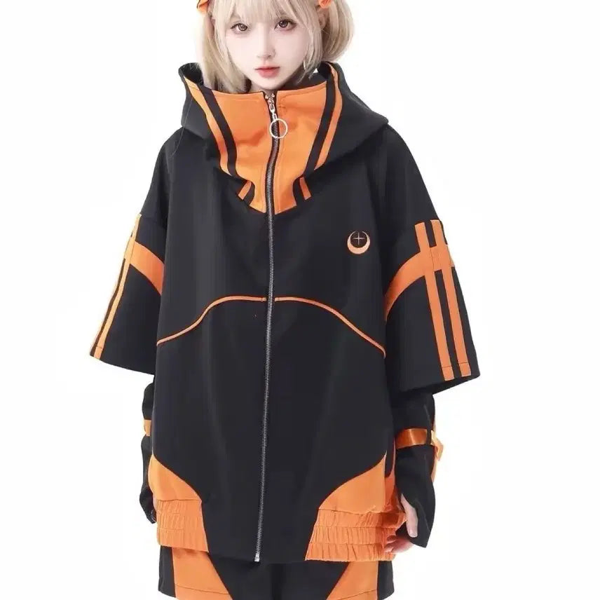 [BUNJANG] Cyberpunk Cosplay Costume Set / 서브컬처 사이버펑크 코스프레 의상+장갑+레그워머 세트(2컬러)