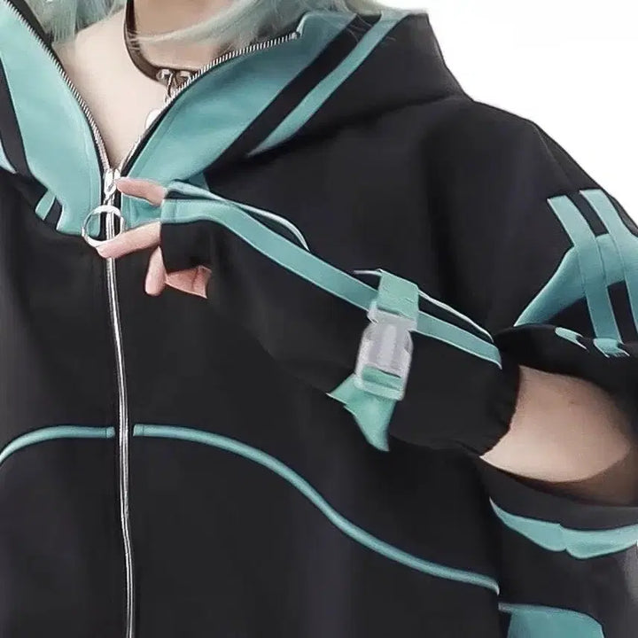 [BUNJANG] Cyberpunk Cosplay Costume Set / 서브컬처 사이버펑크 코스프레 의상+장갑+레그워머 세트(2컬러)