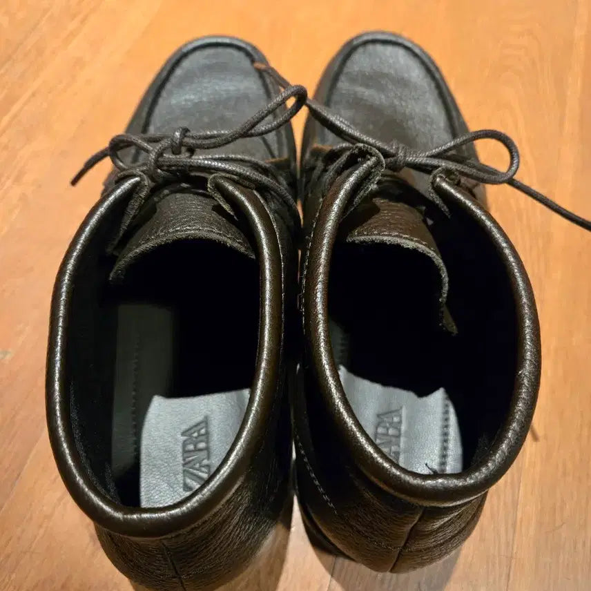 [BUNJANG] Zara Leather Moccasin Boots - Black / 가죽 모카신 남성 부츠 블랙