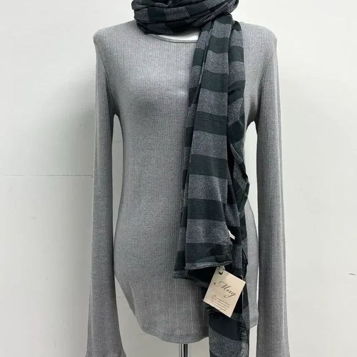 [BUNJANG] Vintage Striped Gray Scarf / 빈티지 스트라이프 그레이 스카프 머플러 목도리