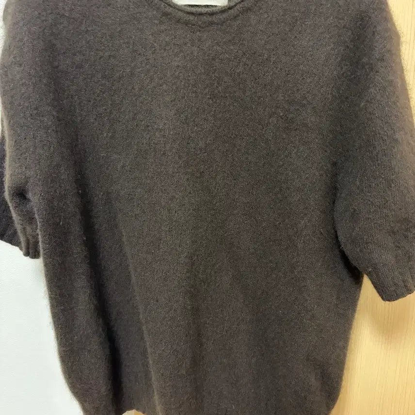 [BUNJANG] Nothing Written Brown Wool Raccoon Angora Knit Top / 낫띵리튼 브라운 울 라쿤 앙고라 니트반팔