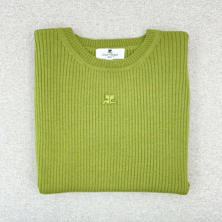 [BUNJANG] Courreges Olive Green Ribbed Wool Knit Top / courreges / 꾸레쥬 올리브그린 골지 울 반팔 니트