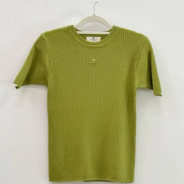 [BUNJANG] Courreges Olive Green Ribbed Wool Knit Top / courreges / 꾸레쥬 올리브그린 골지 울 반팔 니트