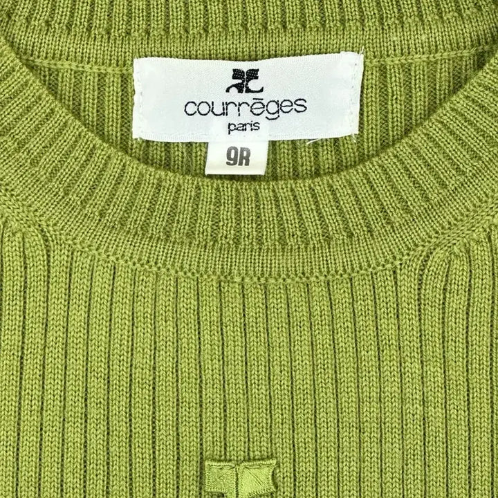 [BUNJANG] Courreges Olive Green Ribbed Wool Knit Top / courreges / 꾸레쥬 올리브그린 골지 울 반팔 니트