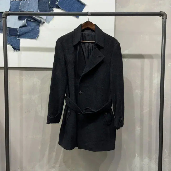[BUNJANG] Solid Homme Classic Belted Llama Wool Half Coat / (95) 솔리드옴므 캐주얼 클래식 벨티드 라마 울 하프 코트