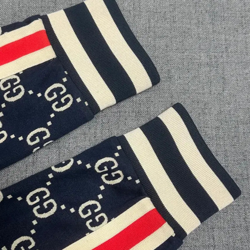 [BUNJANG] Gucci Jacquard Cotton Jacket / 구찌 트레이닝 자카드 코튼 자켓 집업 블루 아이보리