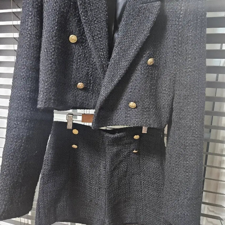 [BUNJANG] ZARA Black Tweed Setup (Jacket + Shorts) / 자라 블랙 트위드 셋업 (자켓+반바지)