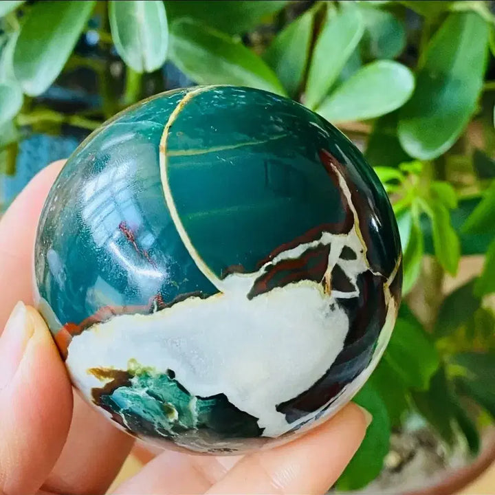 [BUNJANG] Jade Agate Peacock Stone Object / 벽옥 마노 공작 원석 구슬 오브제