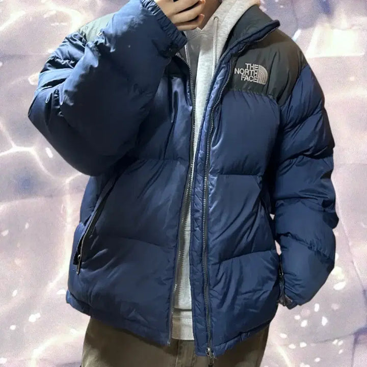 [BUNJANG] The North Face Nuptse 700 Goose Down Padded Jacket Navy Gray / 노스페이스 구스다운 눕시 패딩 700 네이비 그레이 100 L