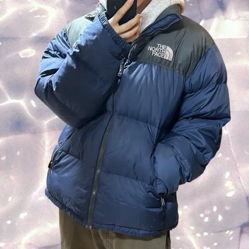 [BUNJANG] The North Face Nuptse 700 Goose Down Padded Jacket Navy Gray / 노스페이스 구스다운 눕시 패딩 700 네이비 그레이 100 L