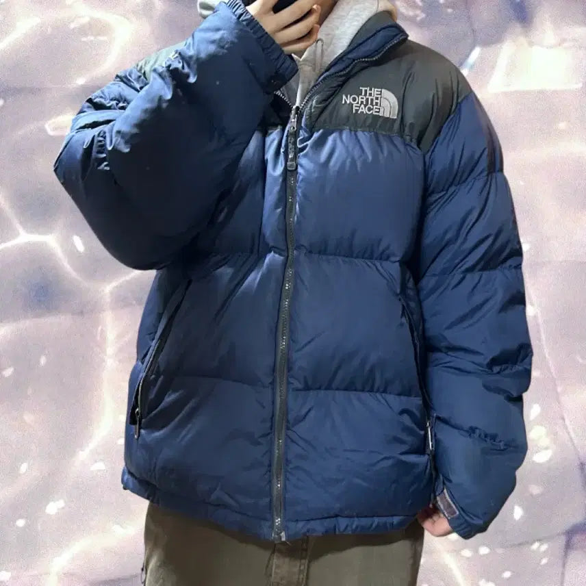 [BUNJANG] The North Face Nuptse 700 Goose Down Padded Jacket Navy Gray / 노스페이스 구스다운 눕시 패딩 700 네이비 그레이 100 L