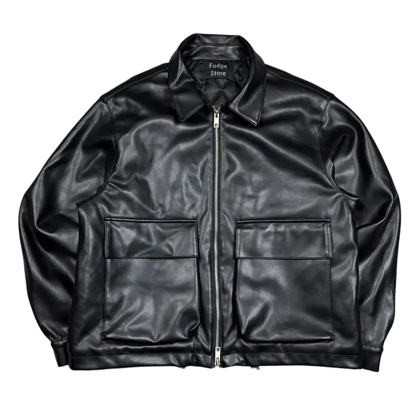 [BUNJANG] LaFudge Store Black Leather Jacket / 라퍼지 스토어 블랙컬러 레더 자켓