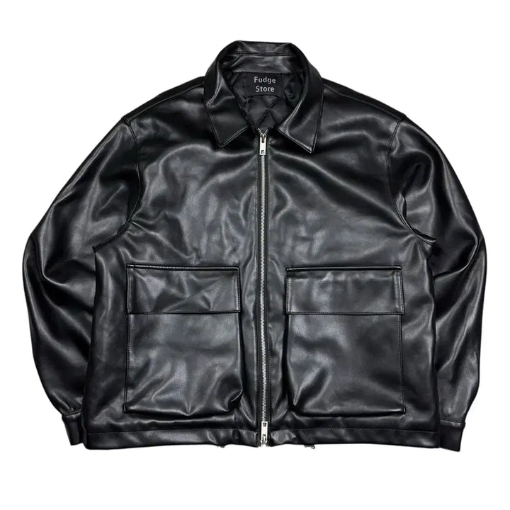 [BUNJANG] LaFudge Store Black Leather Jacket / 라퍼지 스토어 블랙컬러 레더 자켓