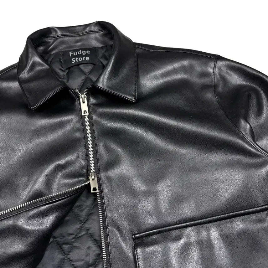 [BUNJANG] LaFudge Store Black Leather Jacket / 라퍼지 스토어 블랙컬러 레더 자켓