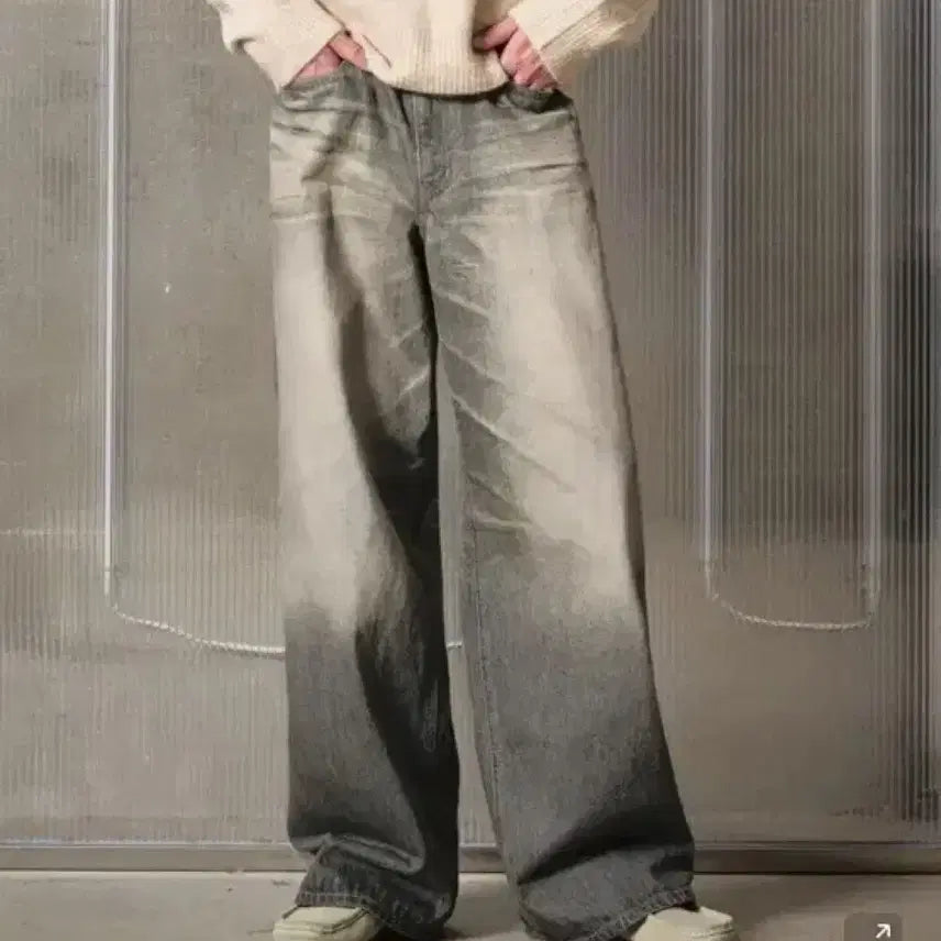 [BUNJANG] Elmood Max Wide Denim - Dust Gray Jeans / 엘무드 맥스와이드 데님 더스트 그레이