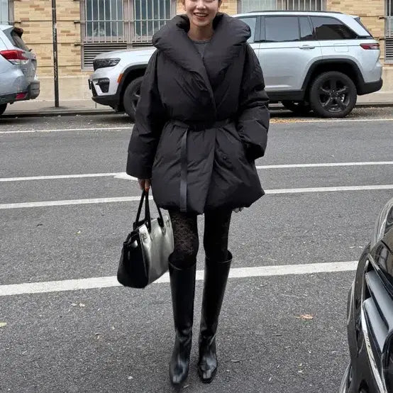 [BUNJANG] eleventhirty Shawl Collar Duck Down Padding Jacket Black / eleventhirty 숄 카라 덕다운 패딩 블랙