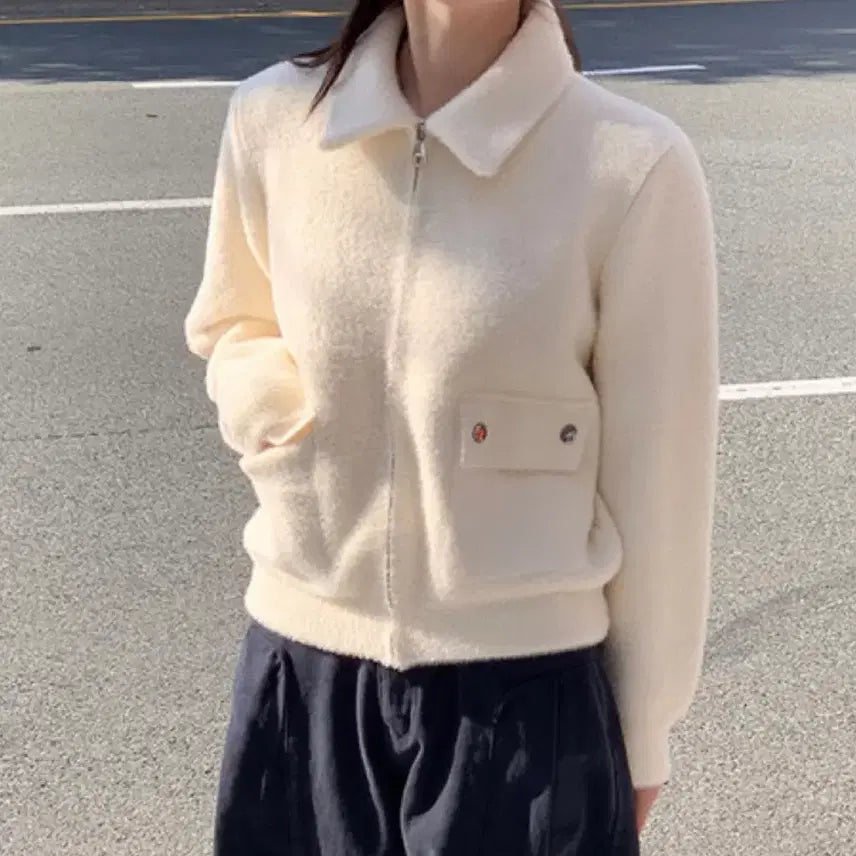 [BUNJANG] Ivory Fur Jacket / 아이보리 퍼 자켓 (한번착용)