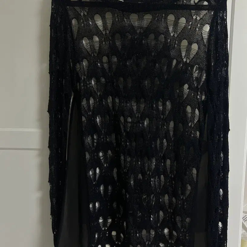 [SOLD OUT] 블랙 시스루 니트 긴팔티 백화점 옷