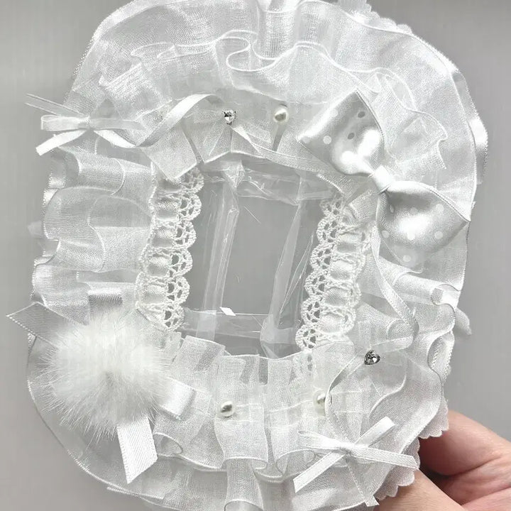 [BUNJANG] Handmade White Lace Toploader Photocard Holder / 화이트 레이스탑꾸 탑로더 꾸미기 핸드메이드 포카홀더