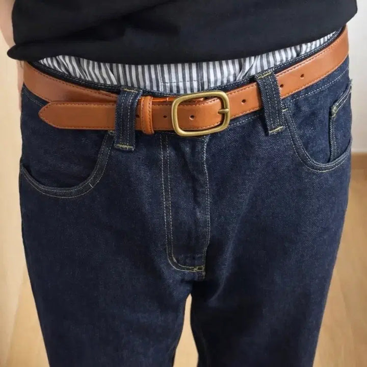 [BUNJANG] Unisex Leather Belt / (재입고) 프리미엄 브라스 버클 소가죽 벨트
