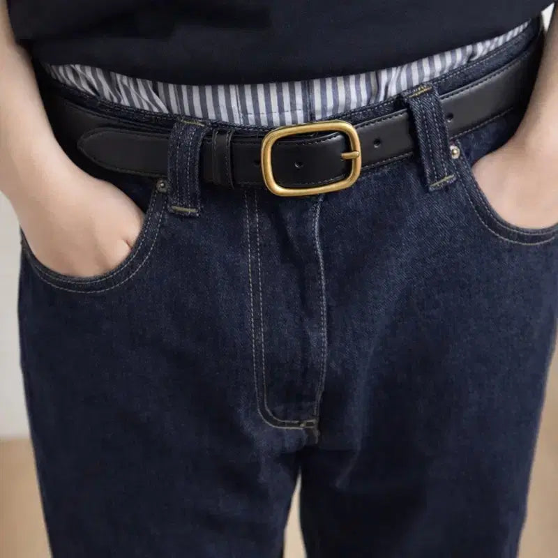 [BUNJANG] Unisex Leather Belt / (재입고) 프리미엄 브라스 버클 소가죽 벨트