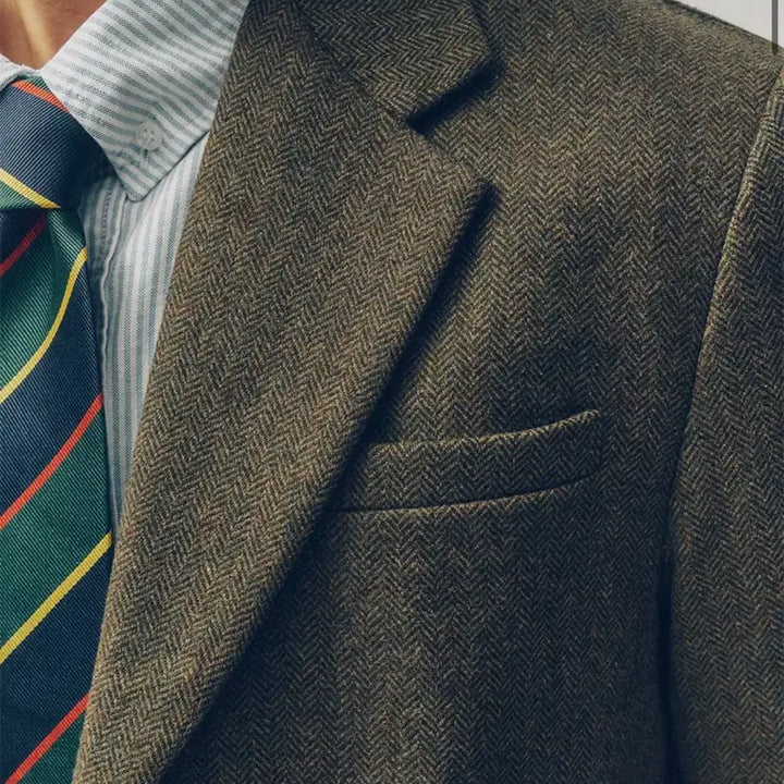 [BUNJANG] Yale Heritage Wool Blazer Brown M / 예일 헤리티지 울 블레이저 헤링본 브라운