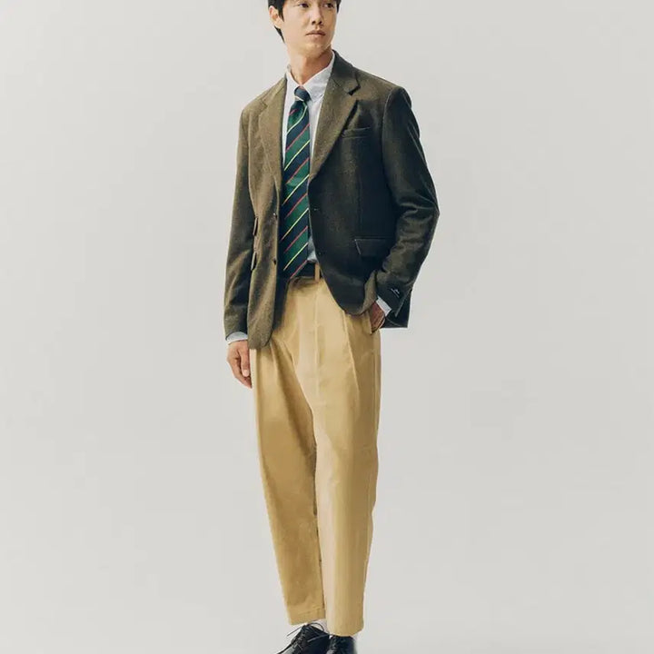 [BUNJANG] Yale Heritage Wool Blazer Brown M / 예일 헤리티지 울 블레이저 헤링본 브라운