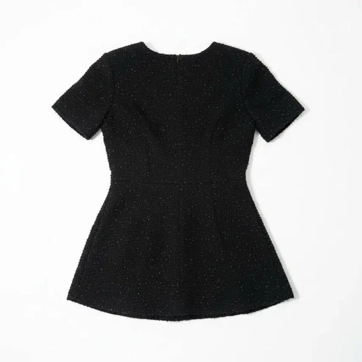 [BUNJANG] Pony Tail Tweed Flare Short Sleeve Top / [F/44] 포니테일 트위드 플레어 반팔 탑 블랙