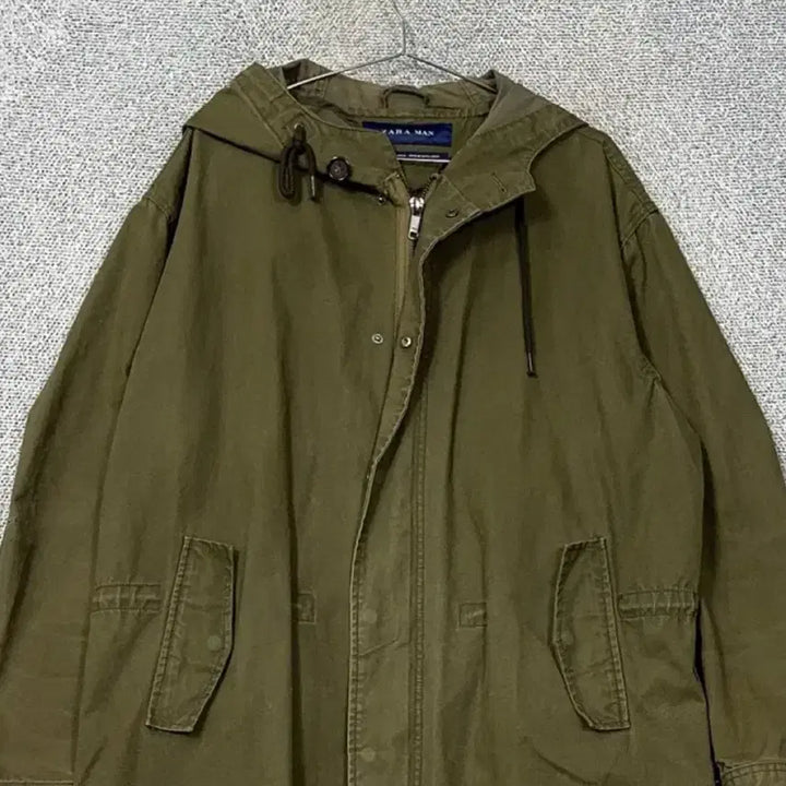 [BUNJANG] ZARA Khaki Hooded Fishtail Parka Coat L / 자라 카키 후드 피쉬테일 야상 코트 L