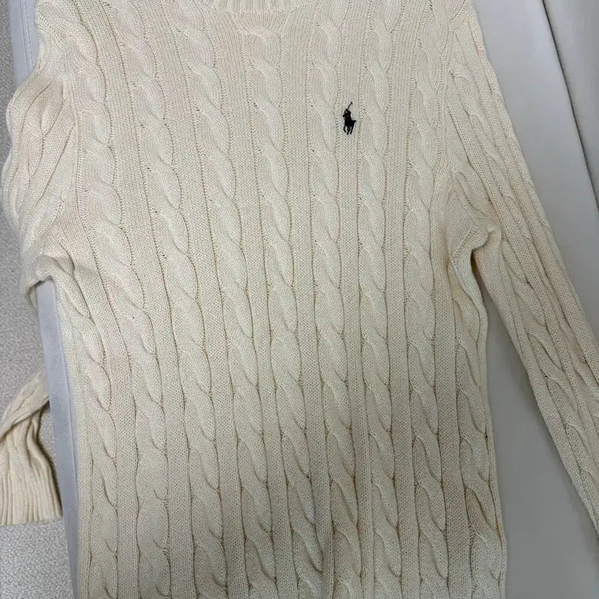[BUNJANG] Polo Ralph Lauren Cable Knit Sweater Ivory / 폴로 랄프로렌 케이블 니트 스웨터 아이보리