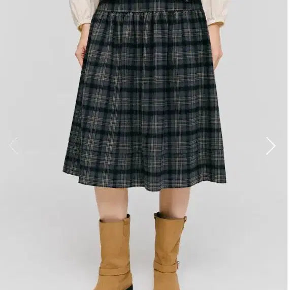 [BUNJANG] Depound Check Shirring Midi Skirt / 드파운드 체크 셔링 미디 스커트 미디움