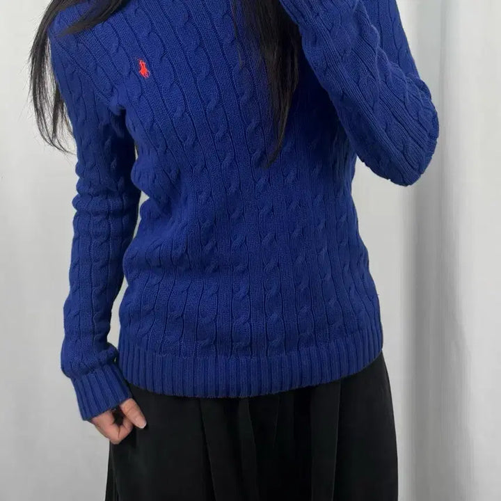 [BUNJANG] Polo Cotton Cable Knit Sweater / 폴로 코튼 꽈배기 니트