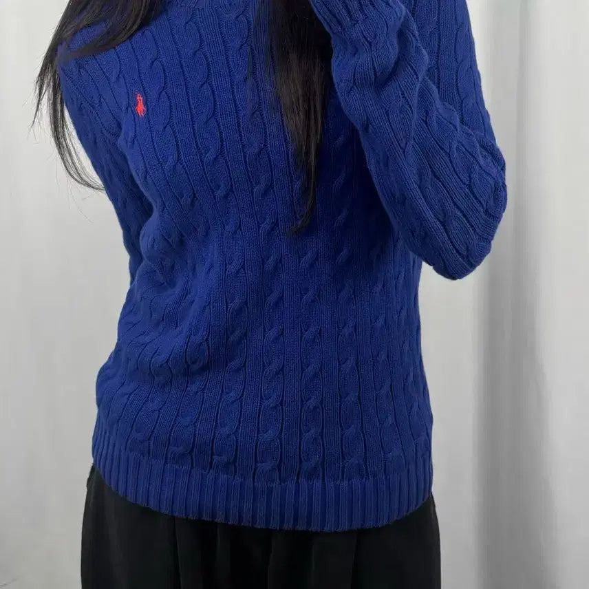 [BUNJANG] Polo Cotton Cable Knit Sweater / 폴로 코튼 꽈배기 니트