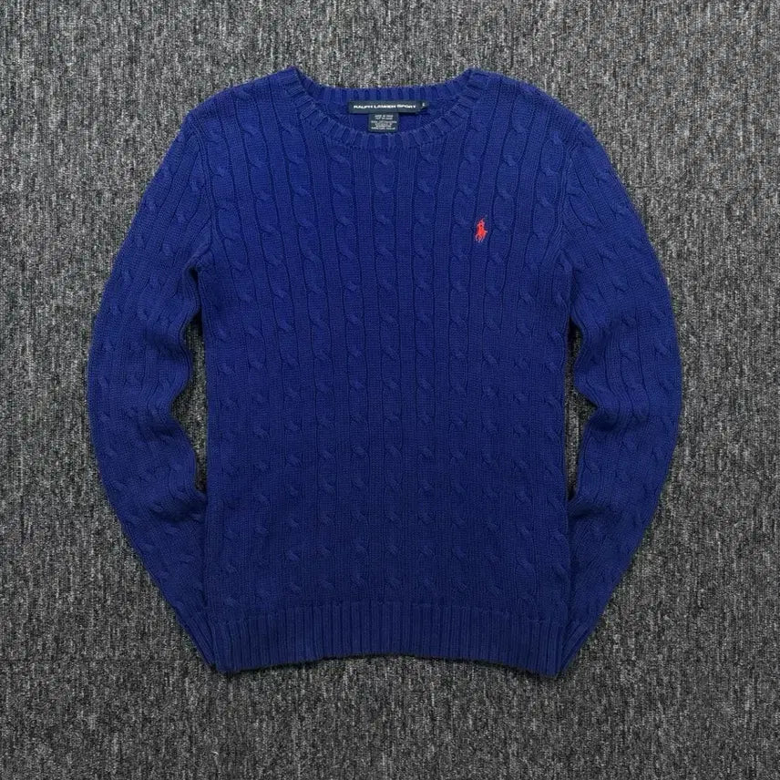 [BUNJANG] Polo Cotton Cable Knit Sweater / 폴로 코튼 꽈배기 니트