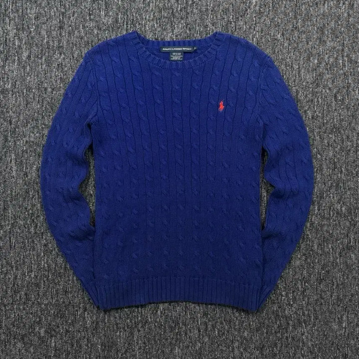 [BUNJANG] Polo Cotton Cable Knit Sweater / 폴로 코튼 꽈배기 니트