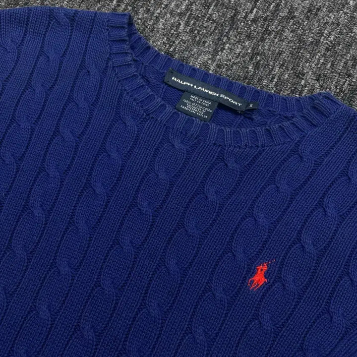 [BUNJANG] Polo Cotton Cable Knit Sweater / 폴로 코튼 꽈배기 니트