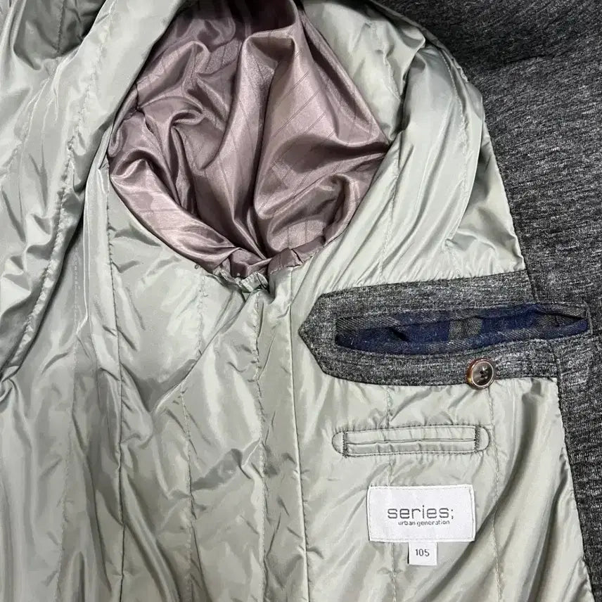 [BUNJANG] Series Men's Gray Padded Wool Coat 105 / 시리즈 남성 그레이 울코트 패딩코트 105