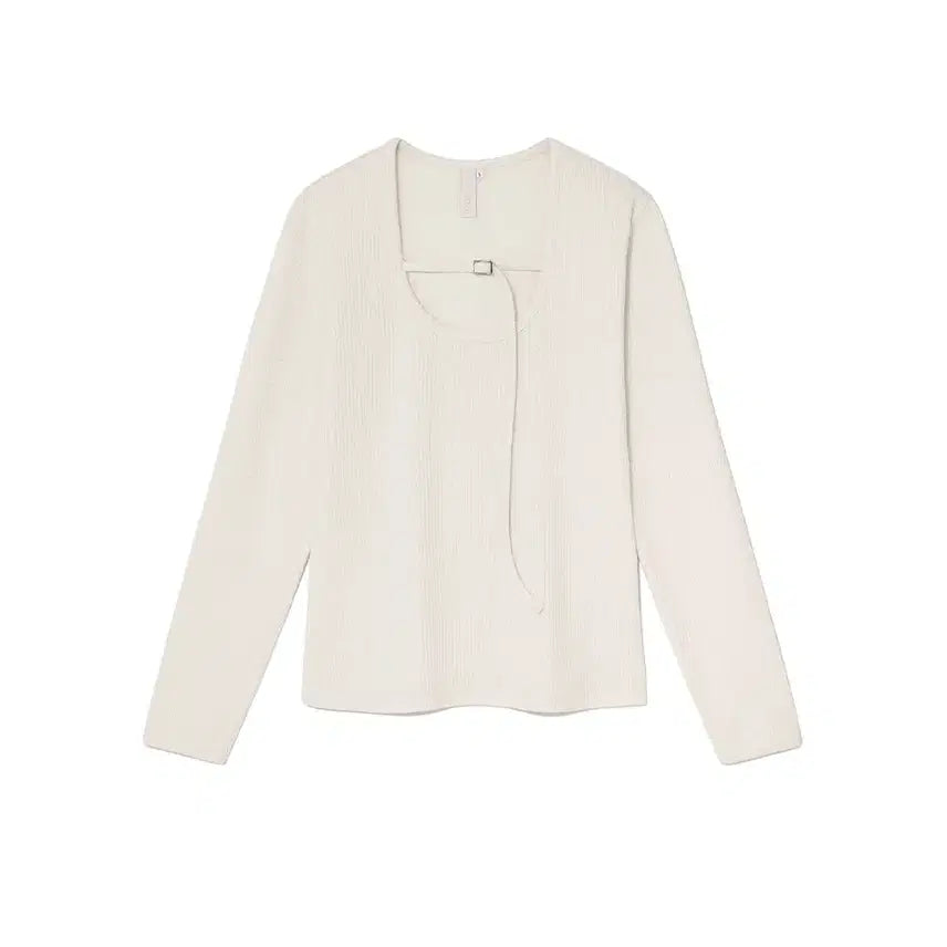 [BUNJANG] Kijun Belted U-Neck Knit Top / Kijun 기준 벨티드 유넥 니트 탑 s