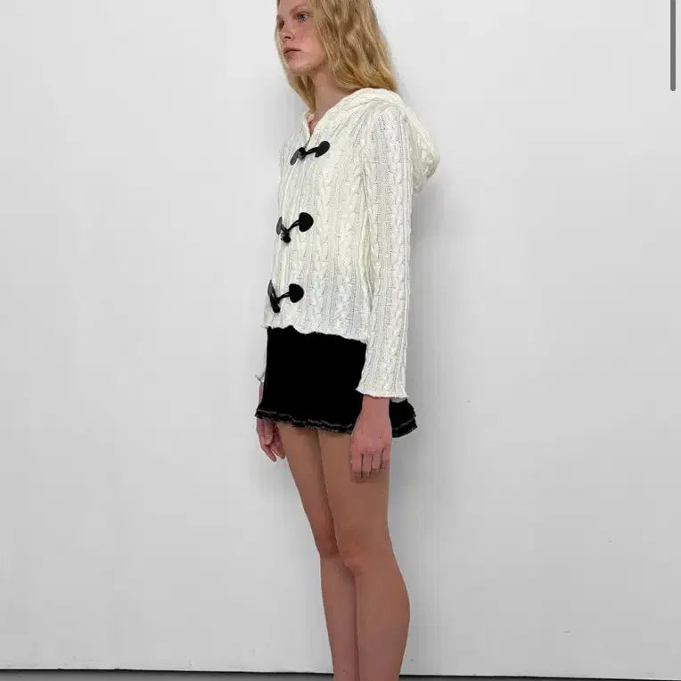 [BUNJANG] Pollysuem Cable Toggle Hoodie Knit Ivory / 폴리수엠 케이블 토글 떡볶이 후드 니트 아이보리