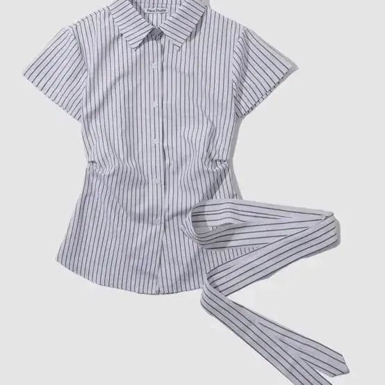 [BUNJANG] Place Studio Stripe Shirt with Scarf / 플레이스 스튜디오 셔츠 (1번 착용) 스카프 포함