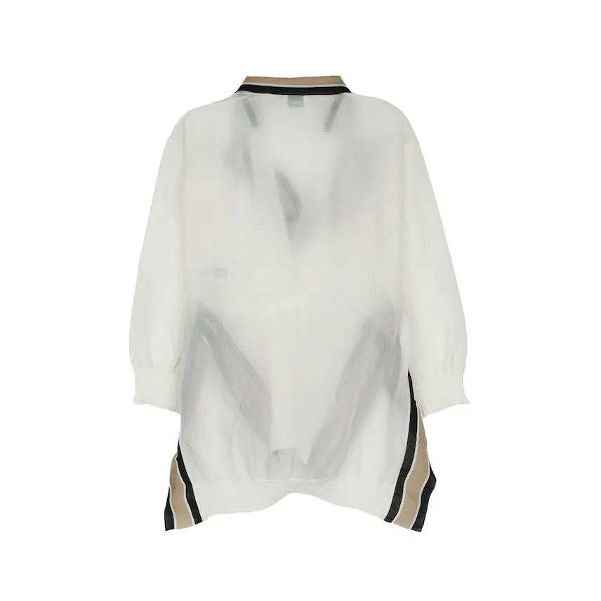 [BUNJANG] Burberry White Sheer Collar Knit Top / 버버리 화이트 시스루 카라니트