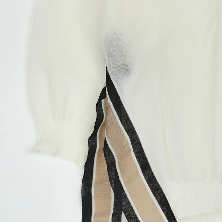 [BUNJANG] Burberry White Sheer Collar Knit Top / 버버리 화이트 시스루 카라니트